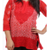 Ada Hand Embroidered Extra Small Red Faux Georgette Chikankari Top